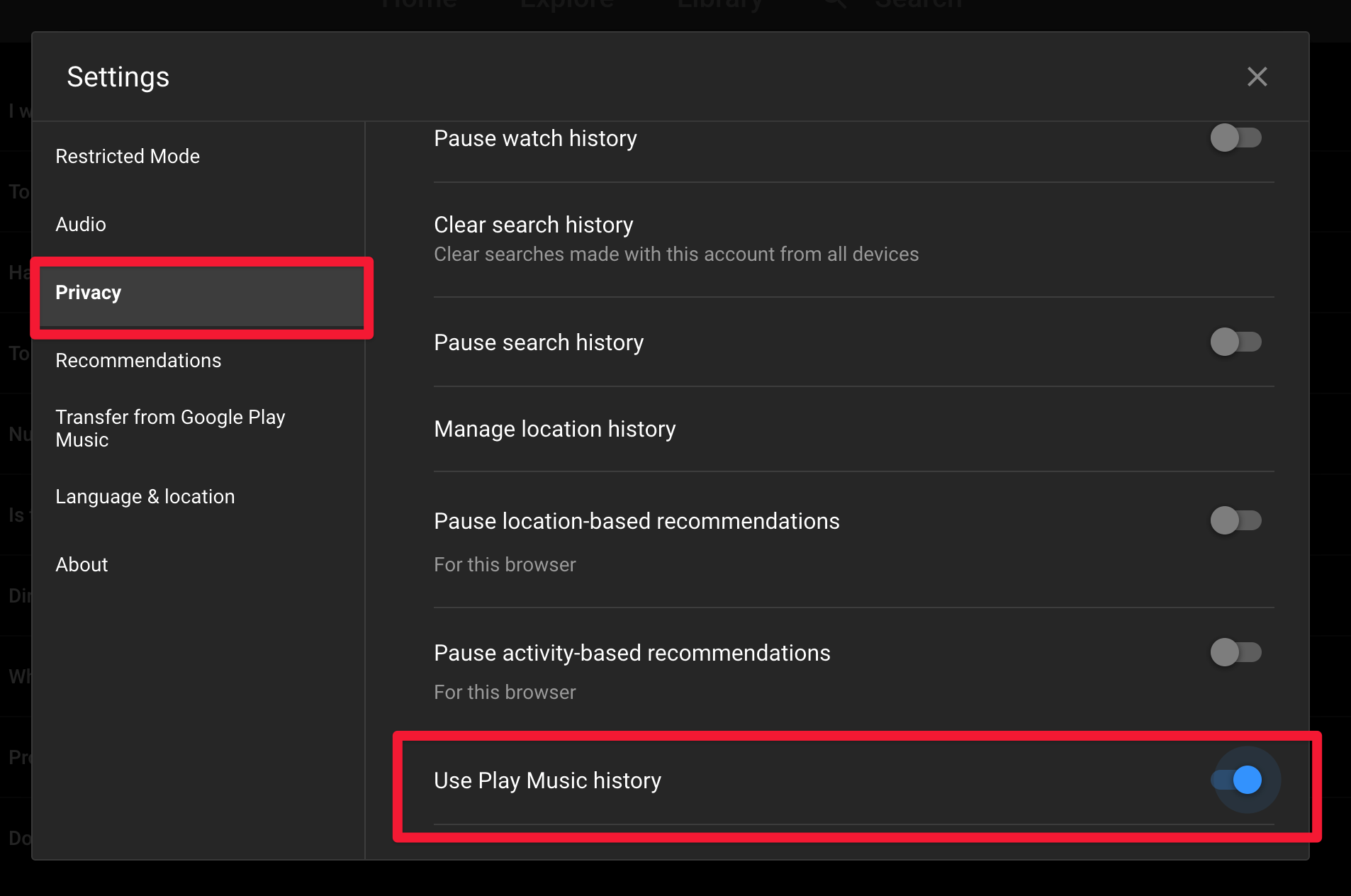 How to see 2025 youtube music history