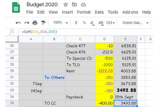 Google Sheets SUM Function