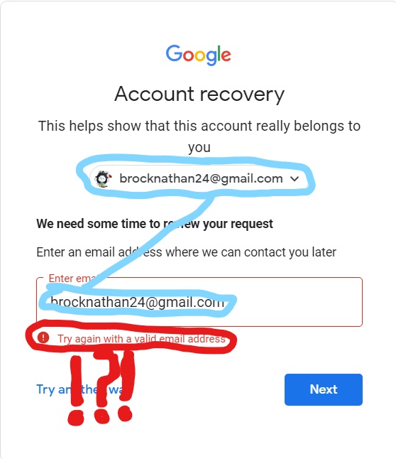 Why is Gmail invalid?