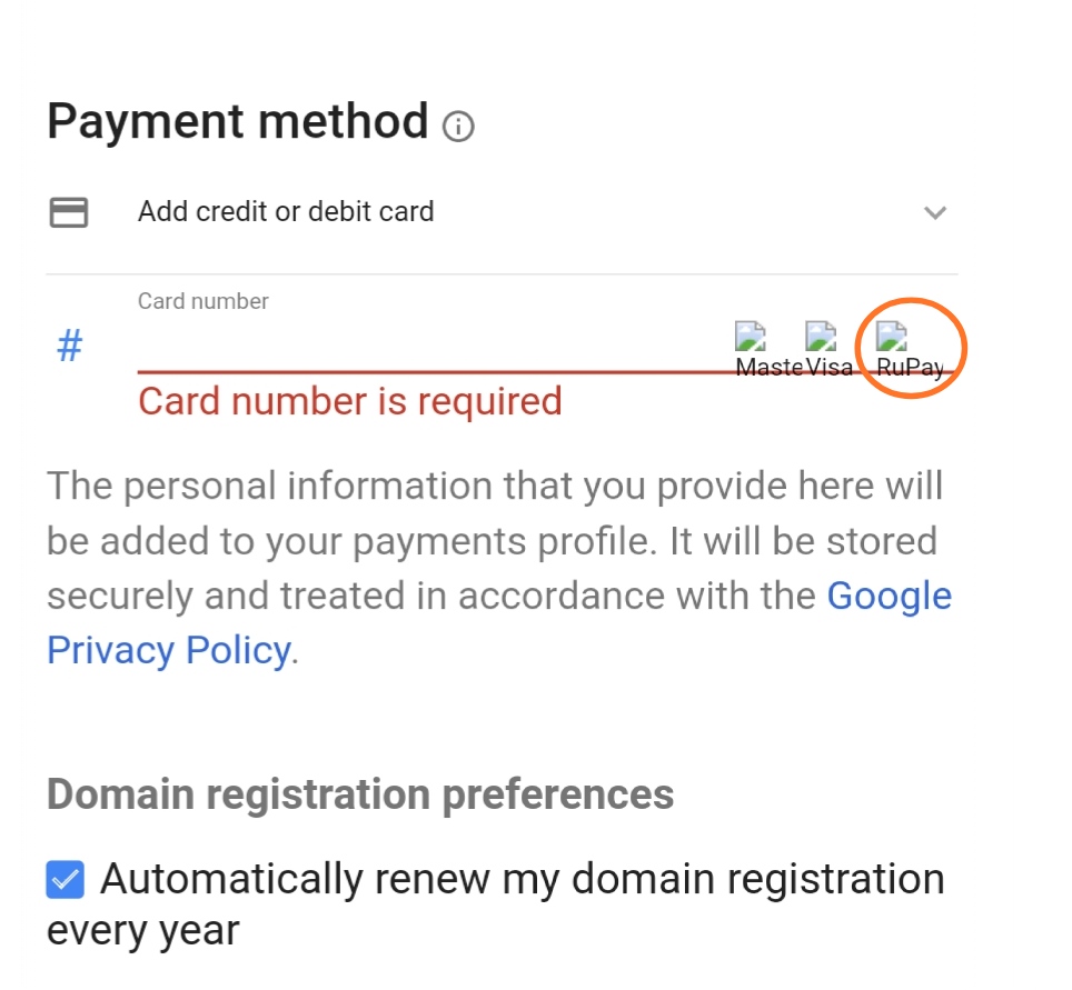 Rupay Debit Card is not Accepted in Payment of G Suite in Admin Console ...