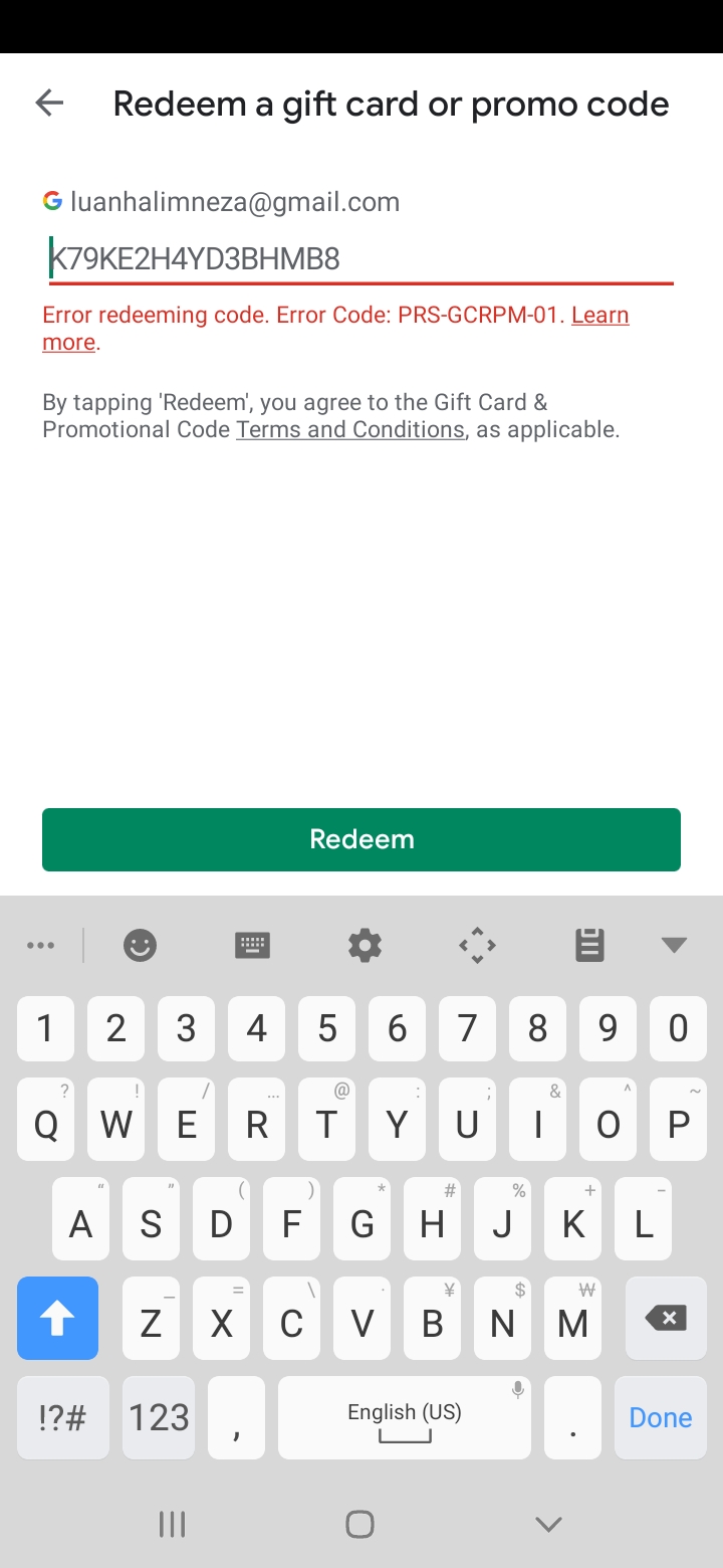 I Cant Redeem My Gift Card Google Play Community