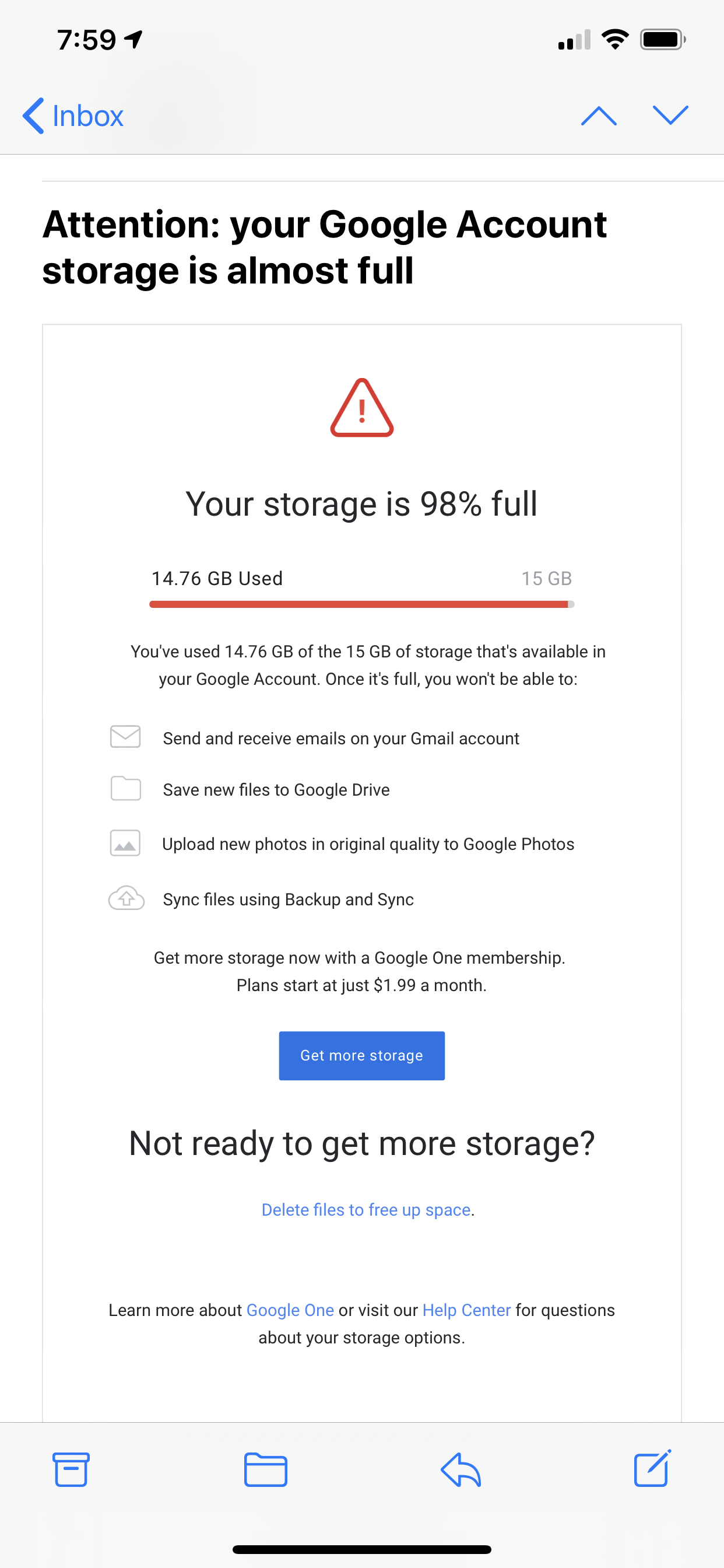 google drive shows wrong used space