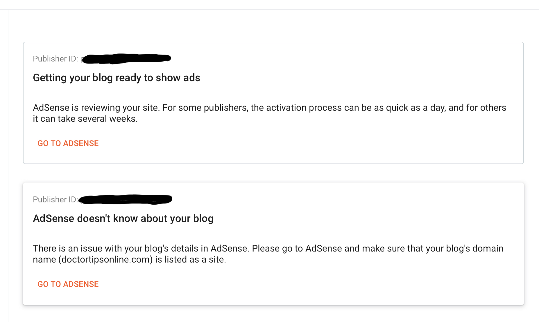 AdSense doesn't know about your blog, Adsense help Google AdSense