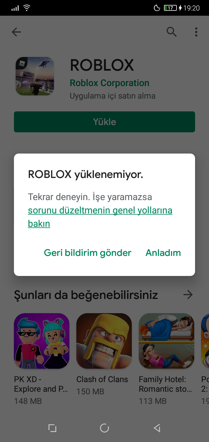 Roblox hata veriyor açılmıyor