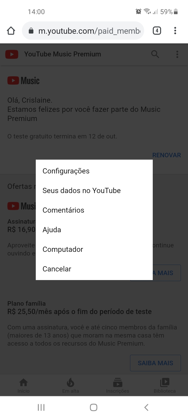 Cancelar sua assinatura Premium - Android - Ajuda do  Music