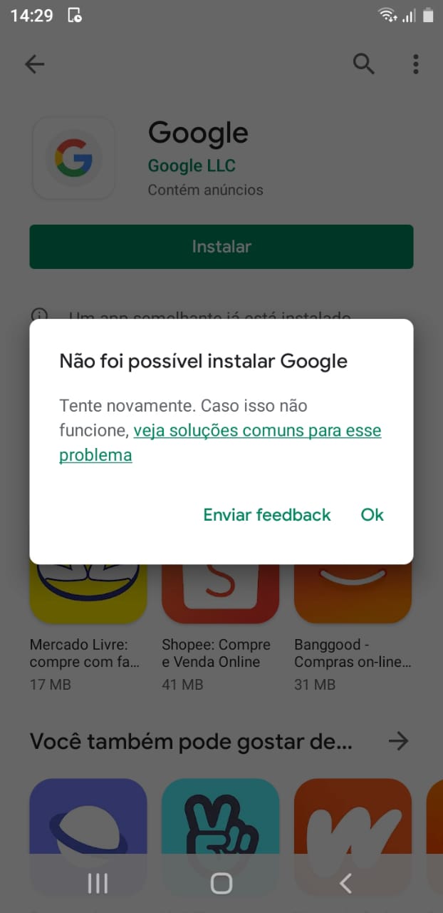 Por que não consigo instalar o aplicativo? - Comunidade Google Play