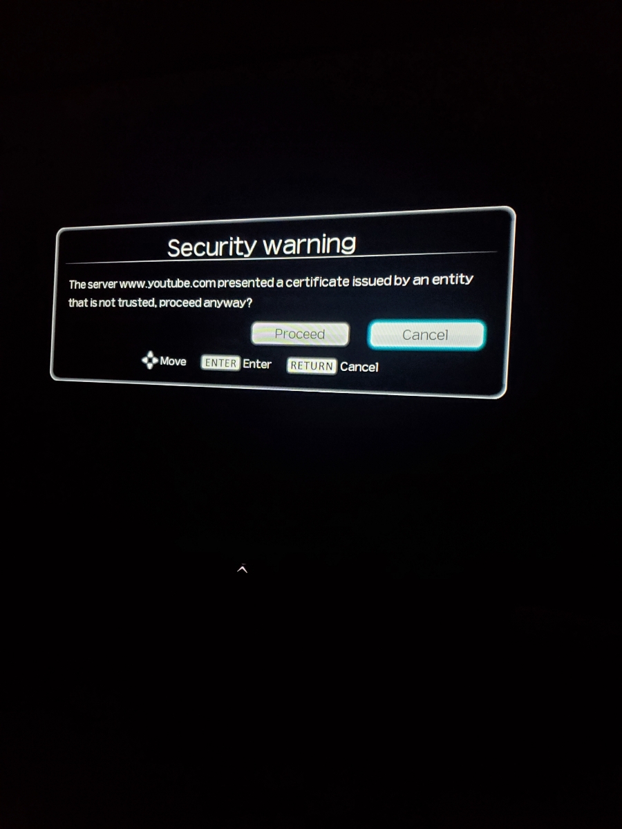 sharp aquos youtube security warning