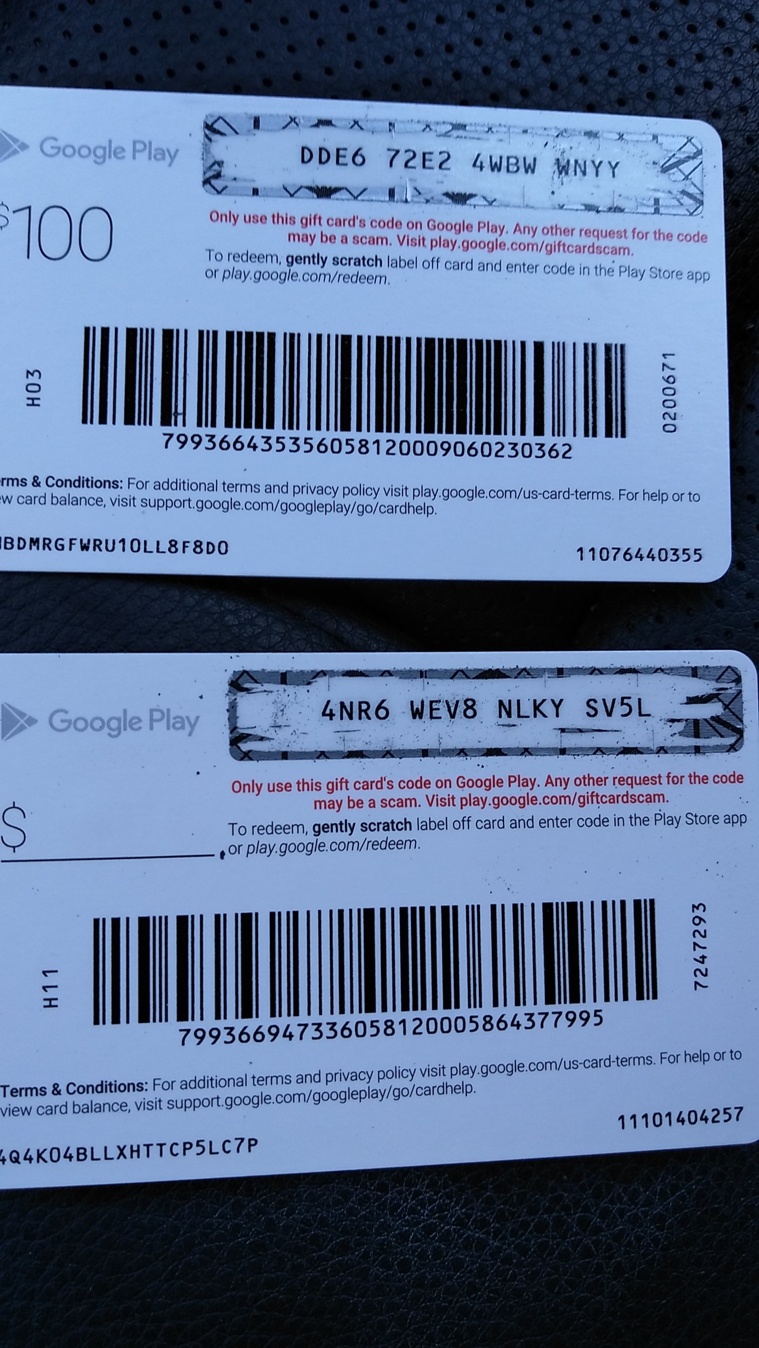 google play gift card code scratched off