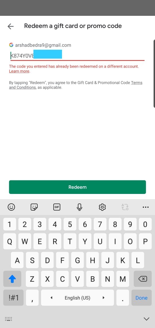 Google Play Gift Card Already Redeemed Message Google Play Community
