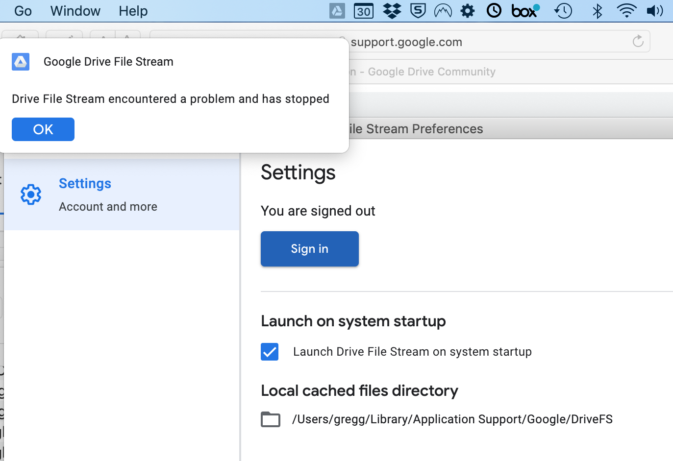 google drive for mac install problem