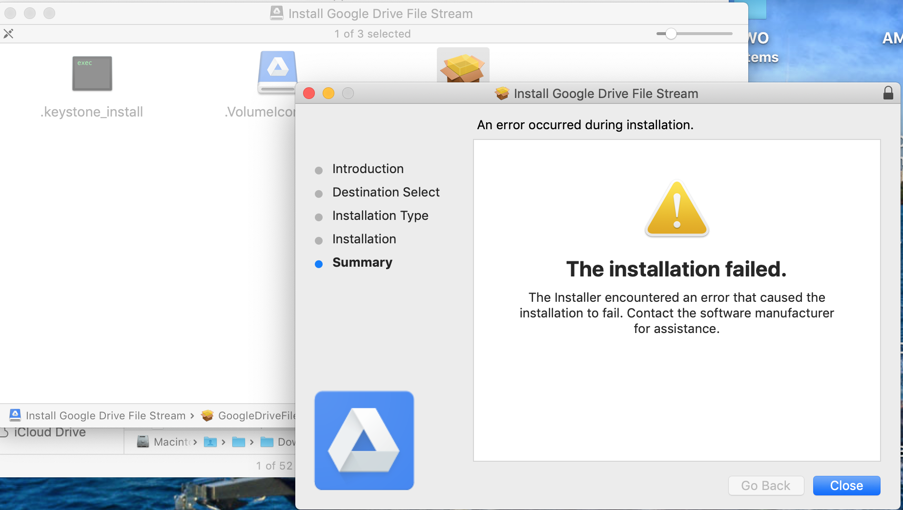 google drive client for mac is not up to date