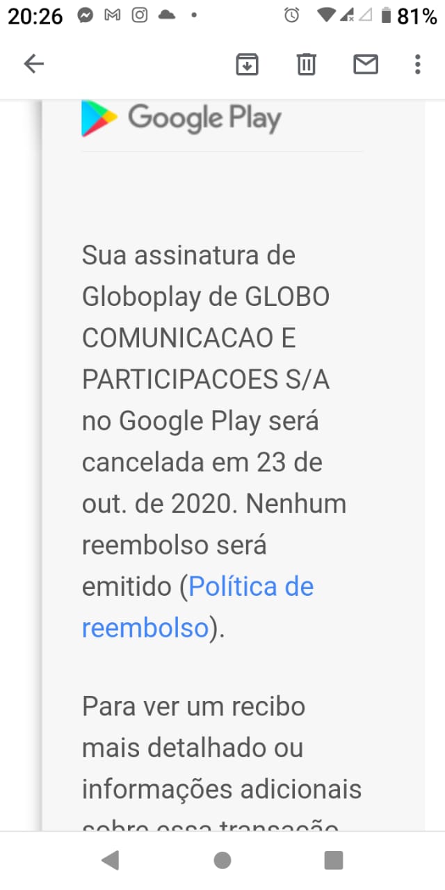 cancelamento de assinatura - Comunidade Google Play