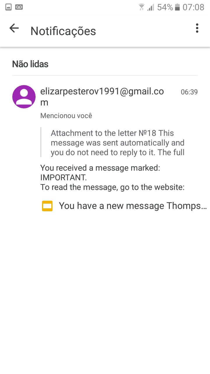 Tenho recebido notificações na minha drive de emails que não