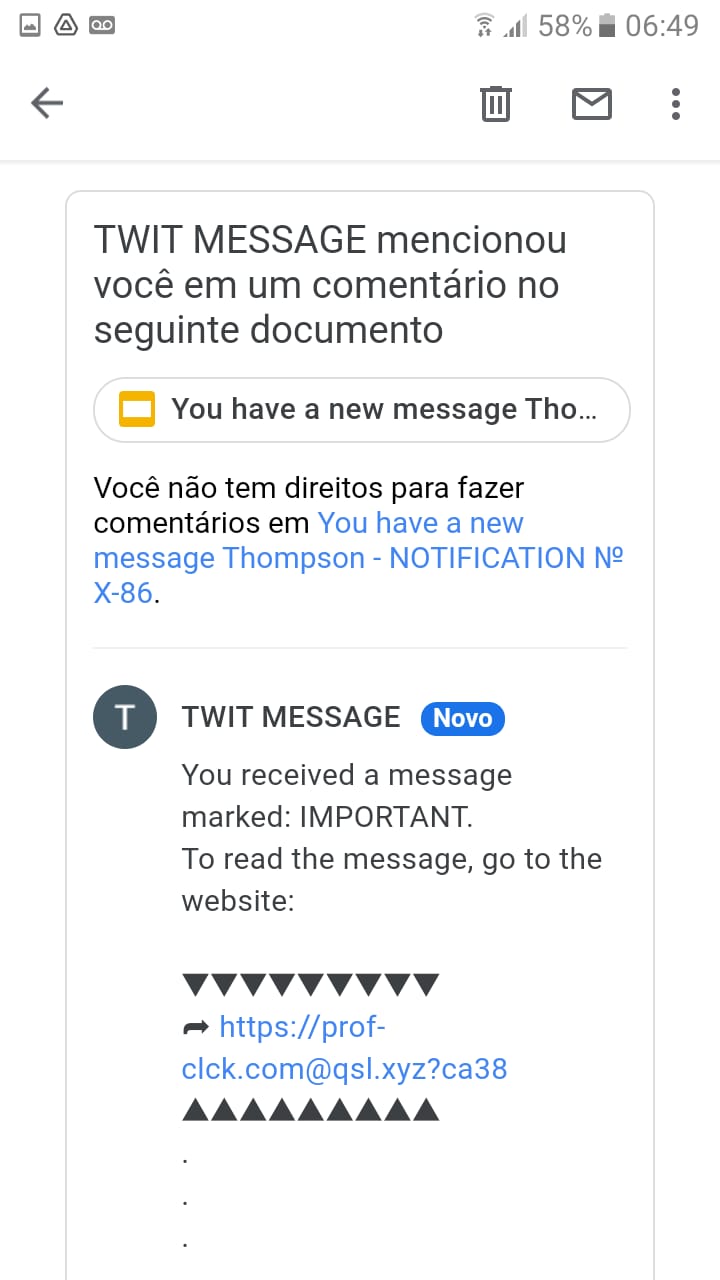 Tenho recebido notificações na minha drive de emails que não