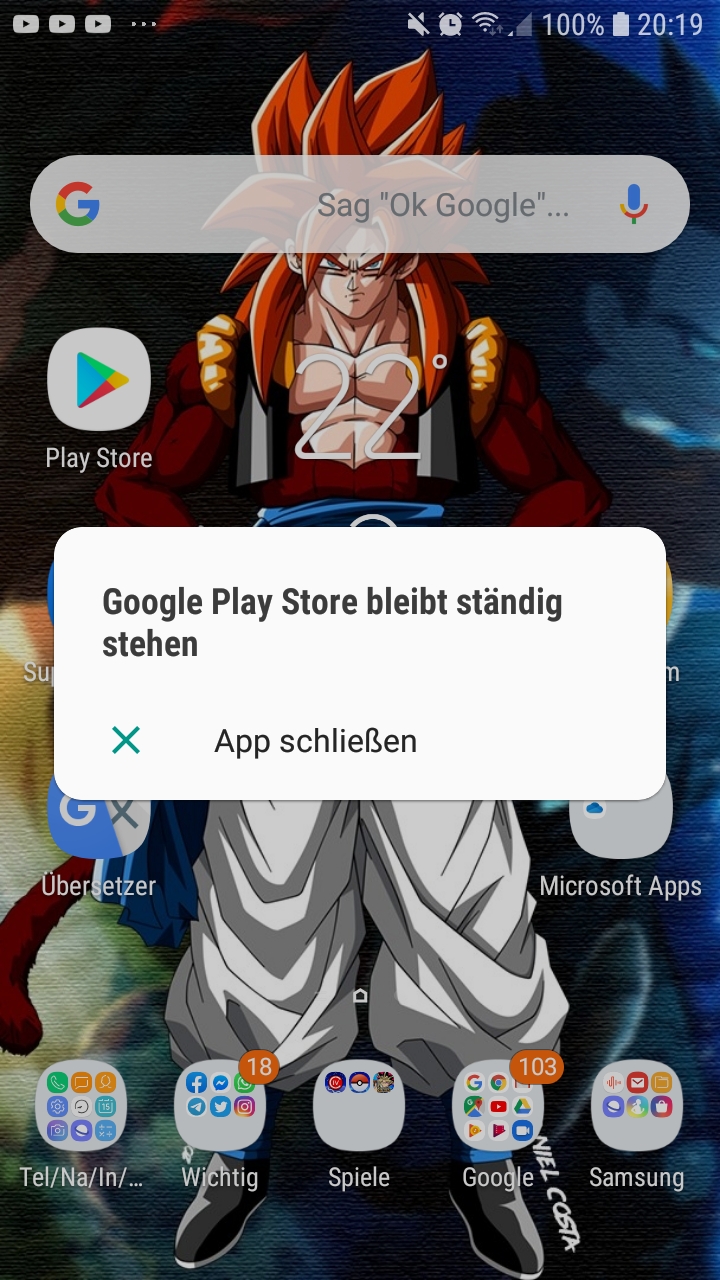 Ständig stehen bleibt google App bleibt