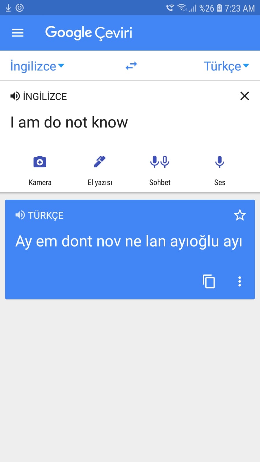 I Am Do Not Know Is Translated To Turkish With Ugly And Bad Words Maybe Joke Google Translate Community