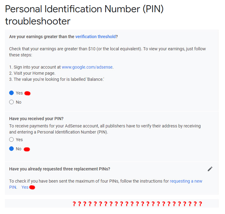 PIN Troubleshooter - not showing up the identity card submission form -  Google AdSense Community