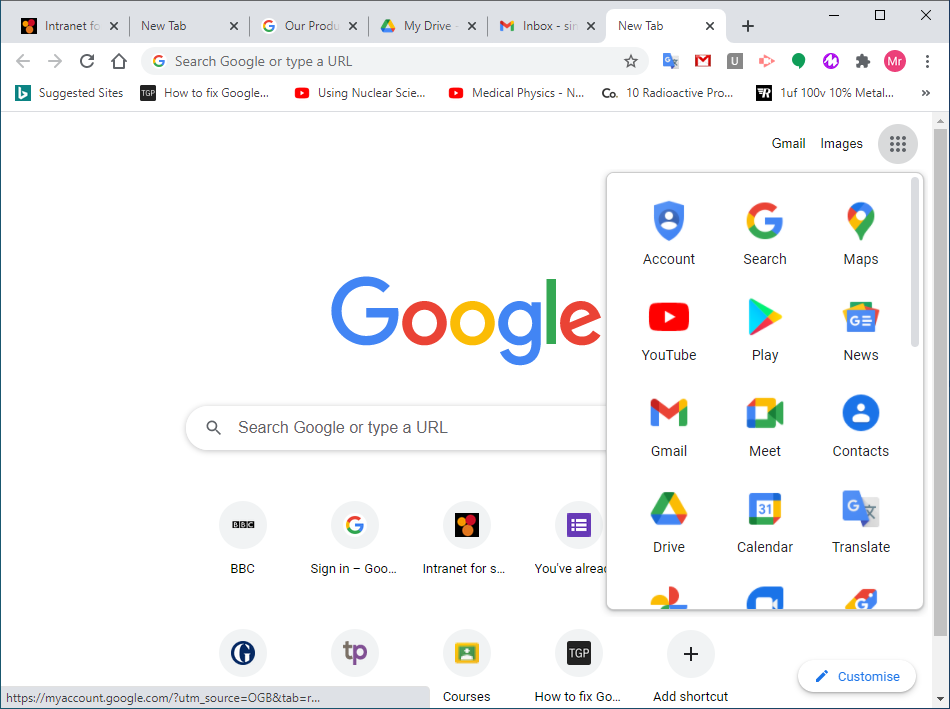 gmail icons not showing