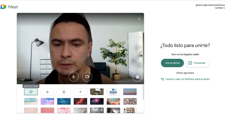 me aparece en fondo de meet una imagen,le doy donde dice cambiar fondo y  sin fondo ysigue esa imagen - Comunidad de Administrador de Google Workspace
