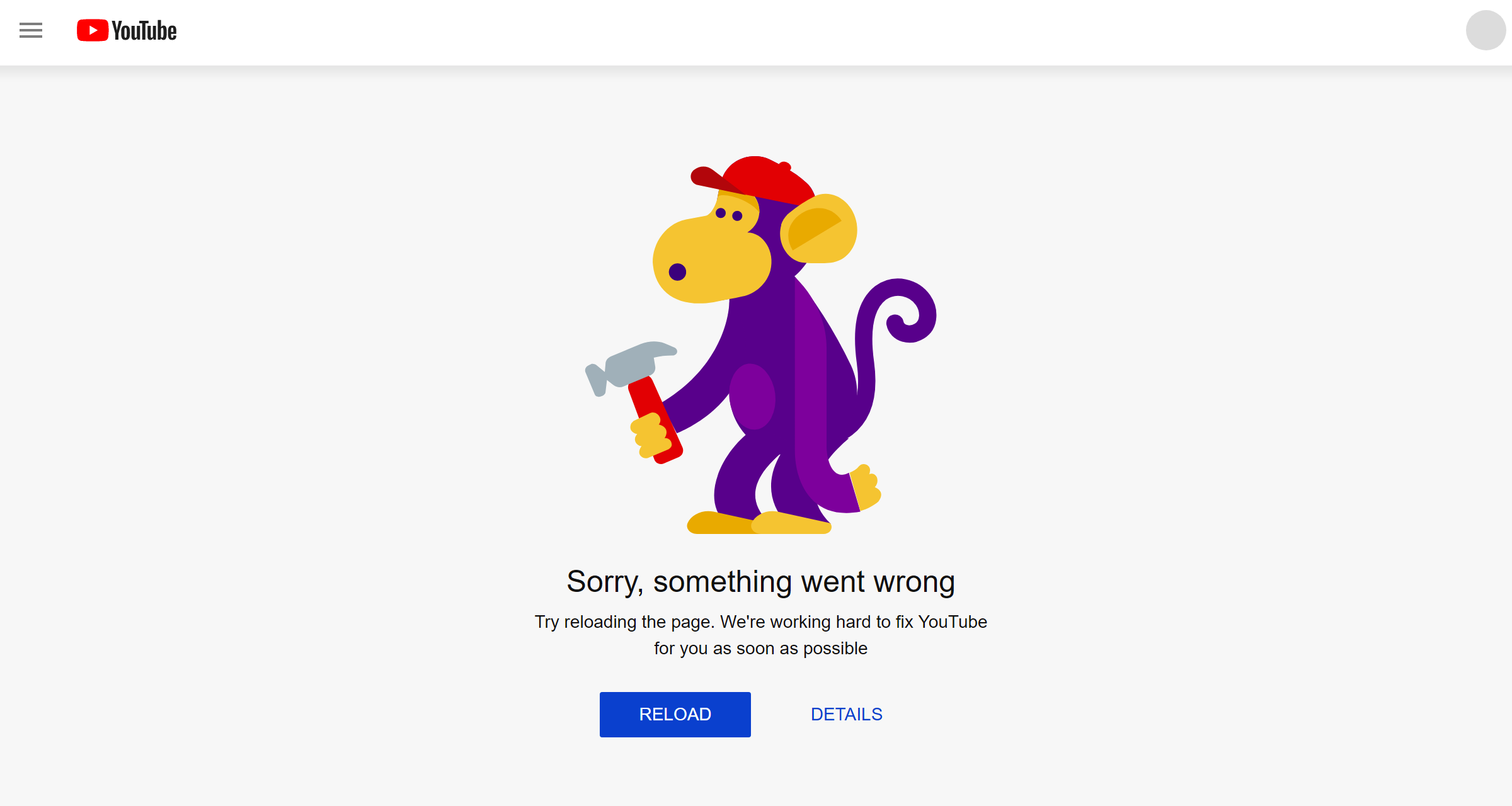 Msie and chrome friendly error page. Ютуб ошибка 500. Мартышка ютуб ошибка. Something went wrong. Something went wrong ютуб.