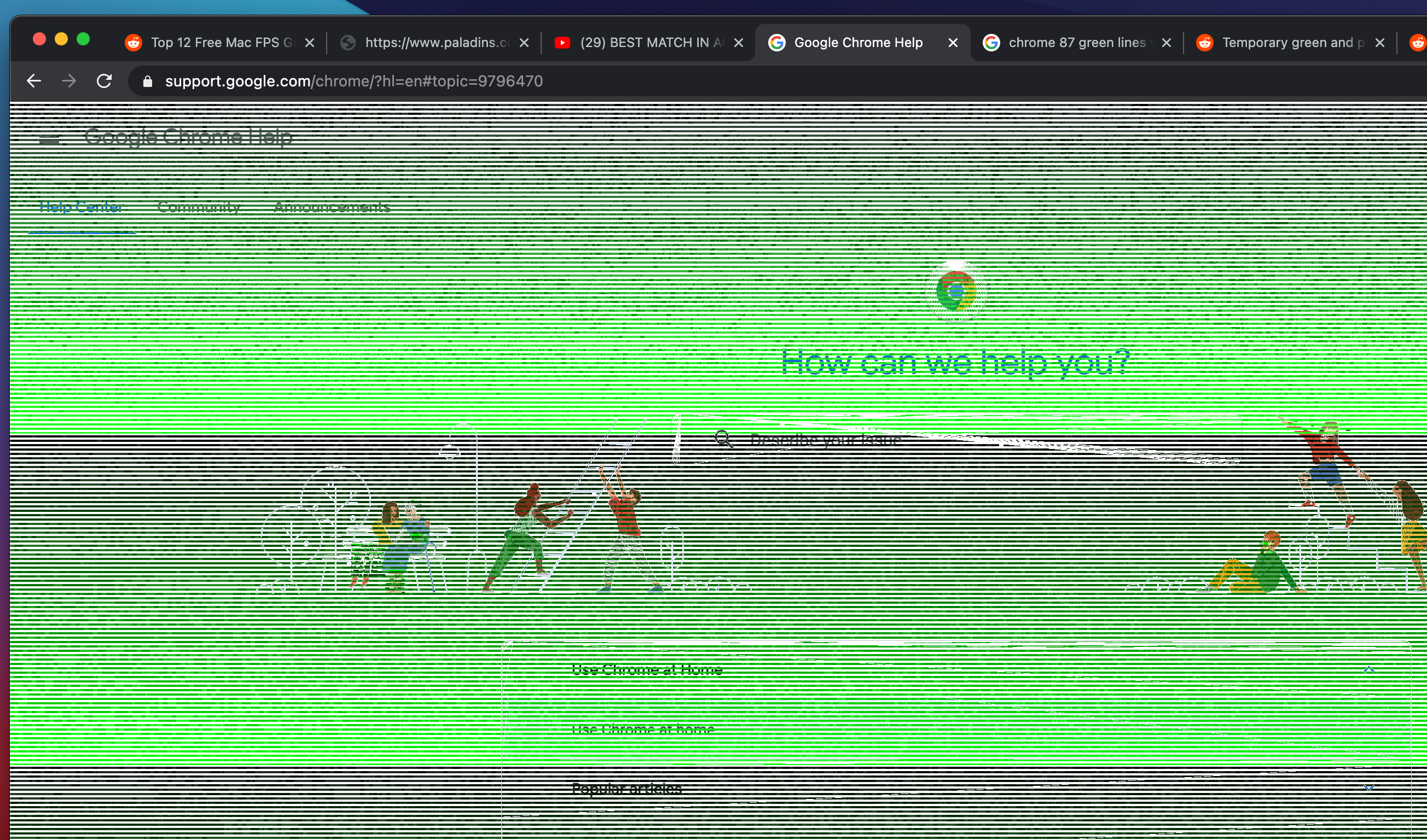 straight line down google chrome