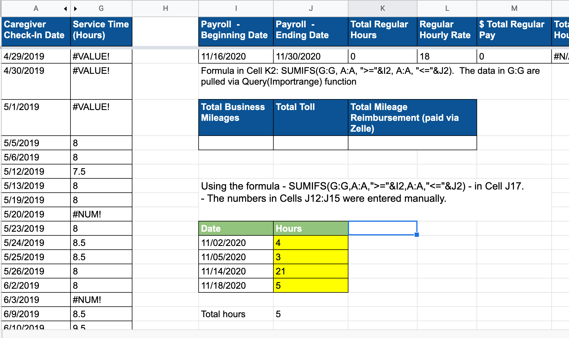 Google Sheets SUM Function