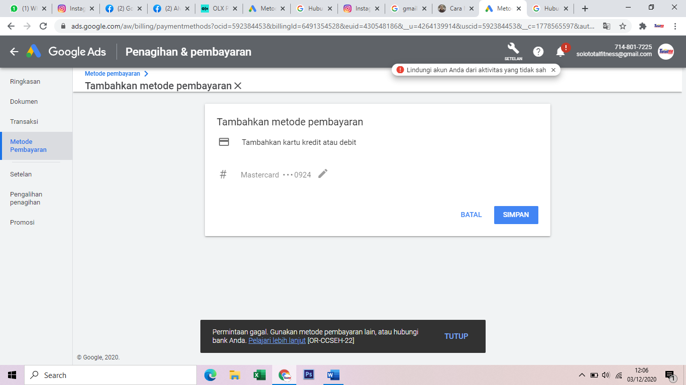 Tidak Bisa Tambah Metode Pembayaran Debit Padahal Sudah Transfer Duluan Komunitas Google Ads