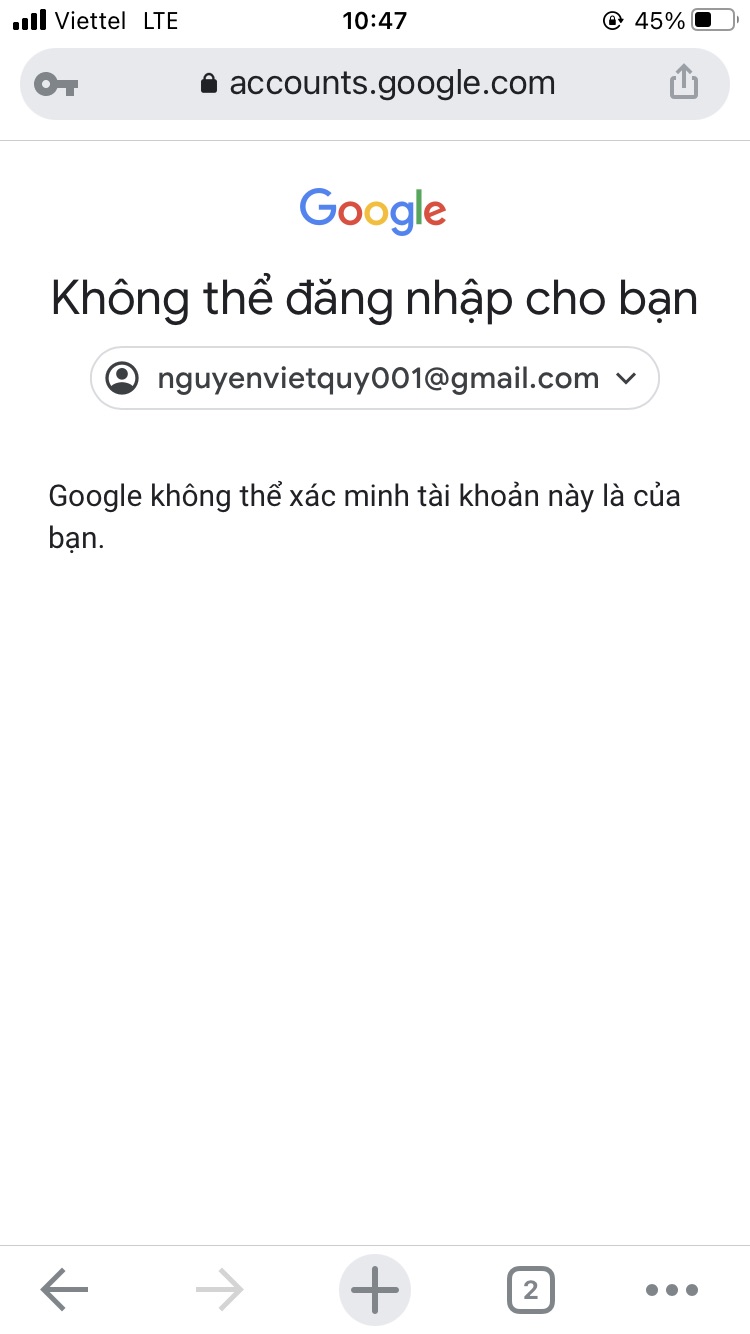 Lỗi “ Không Thể Xác Minh Tài Khoản Google Này Thuộc Về Bạn “ - Cộng Đồng Tài  Khoản Google