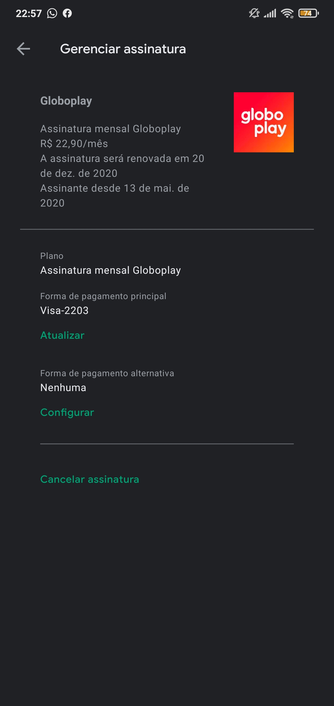 queria uma explicação do pq tem uma assinatura em um app sendo que eu não  fiz nenhuma - Comunidade Google Play