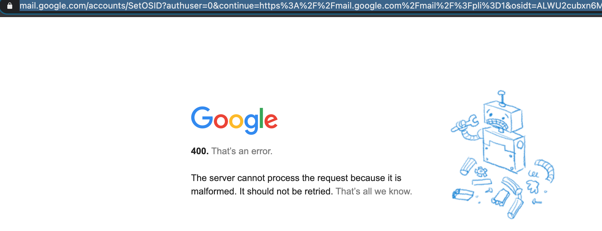 400 That S An Error Gmail Community