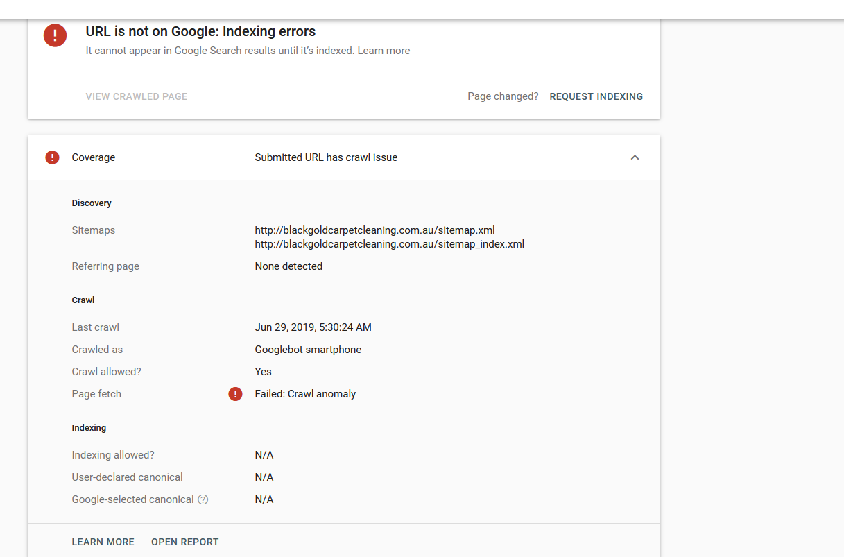 URL is not on Google: Indexing errors - Google Search Central Community