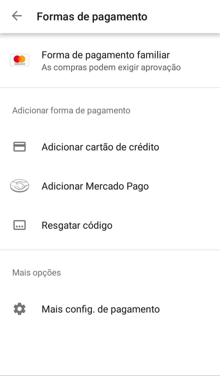 Google Play aceita outras formas de pagamento além do cartão de crédito