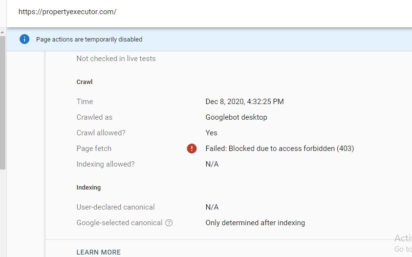 How to fix blocked due to access forbidden (403) on the Google