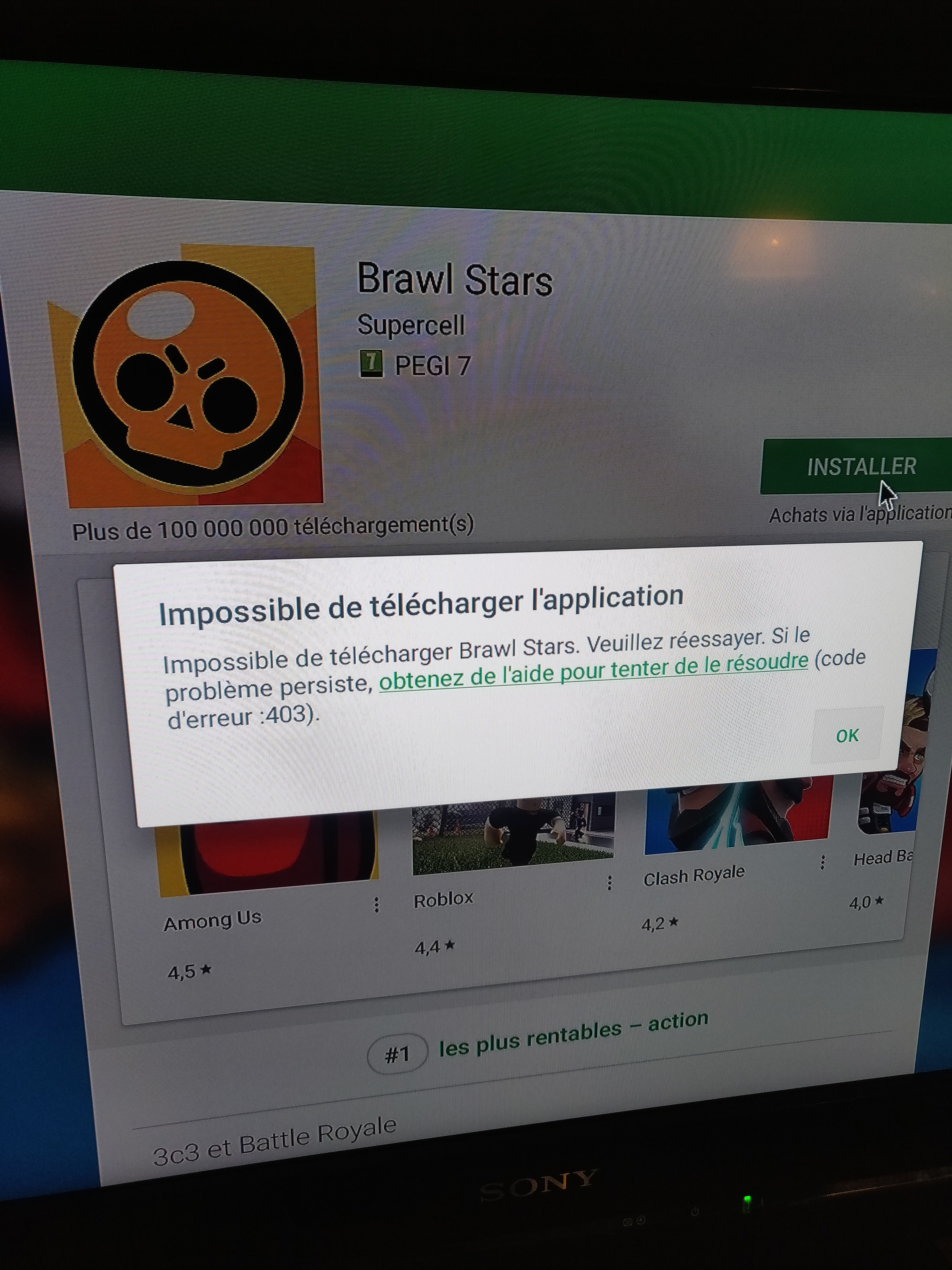 code erreur 192 google play