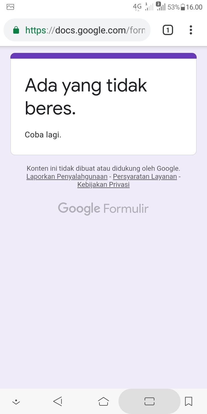 Timbul Tulisan Ada Yang Tidak Beres Coba Lagi Pada Saat Mengirim Google Form Google Docs Editors Community