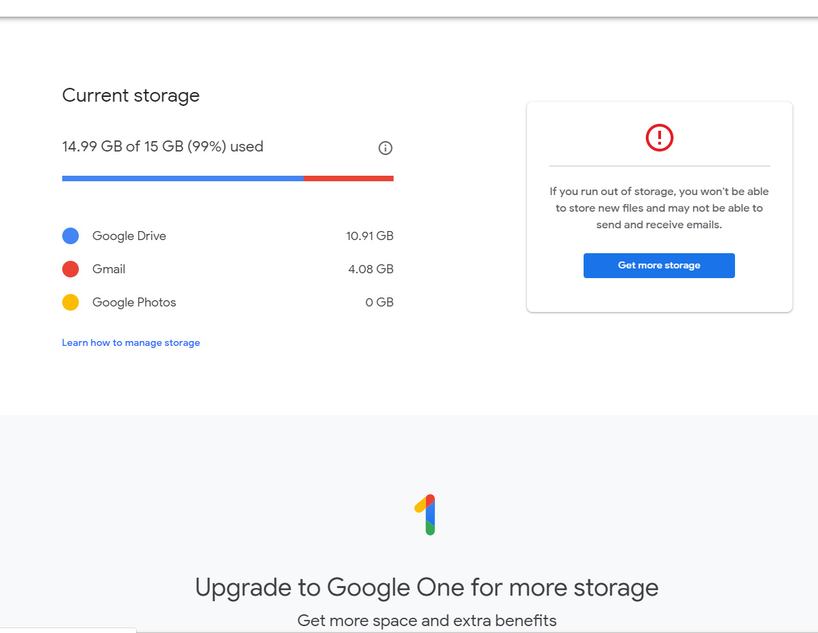 google drive free storage how many gb