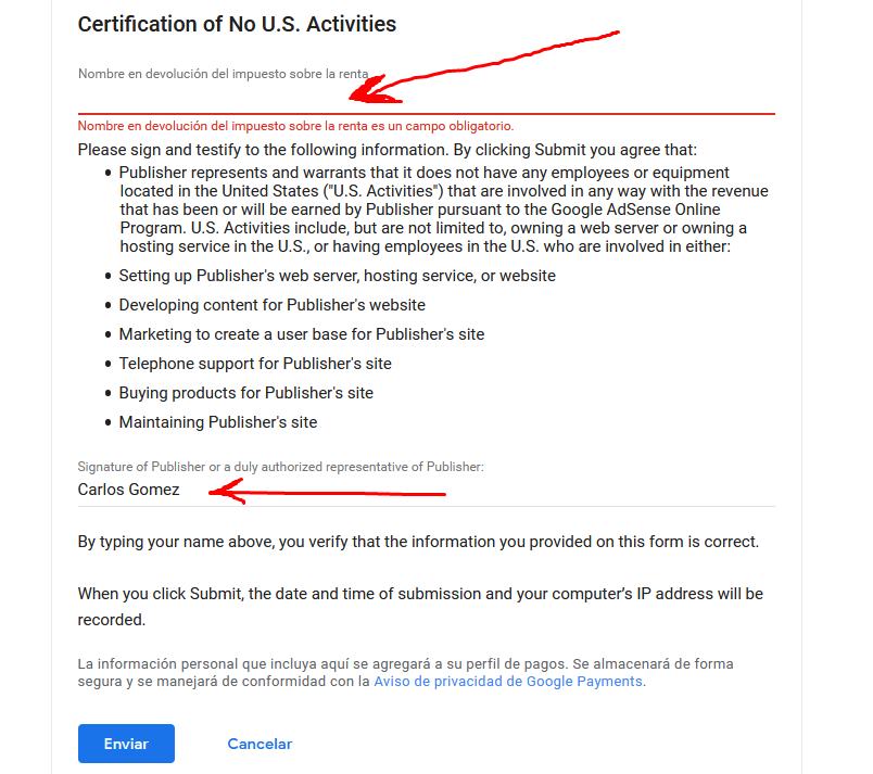Nombre En Devolucion Del Impuesto Sobre La Renta Google Adsense