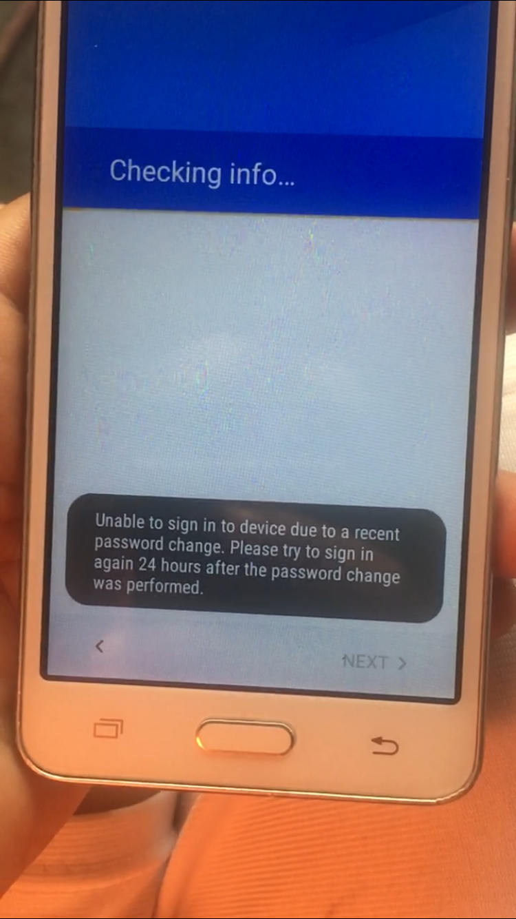 Can T Sign Into Google Account On Android Phone After Reset Unable To Sign Into Device Due To A Recent Password Change Please Try To Sign In Again 24 Hours Google Account Community