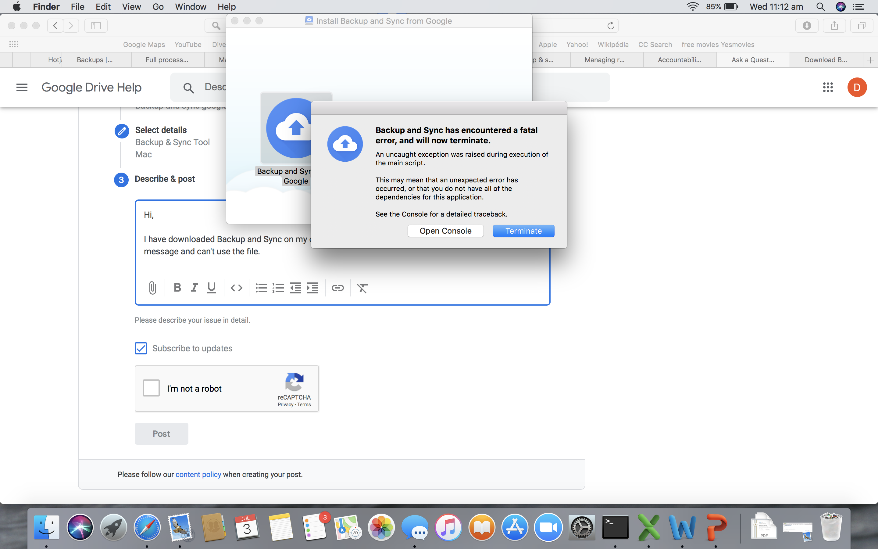 google drive backup and sync for mac will not finish downloading