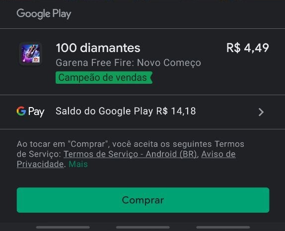 Erro na compra de diamantes no free fire - Comunidade Google Play