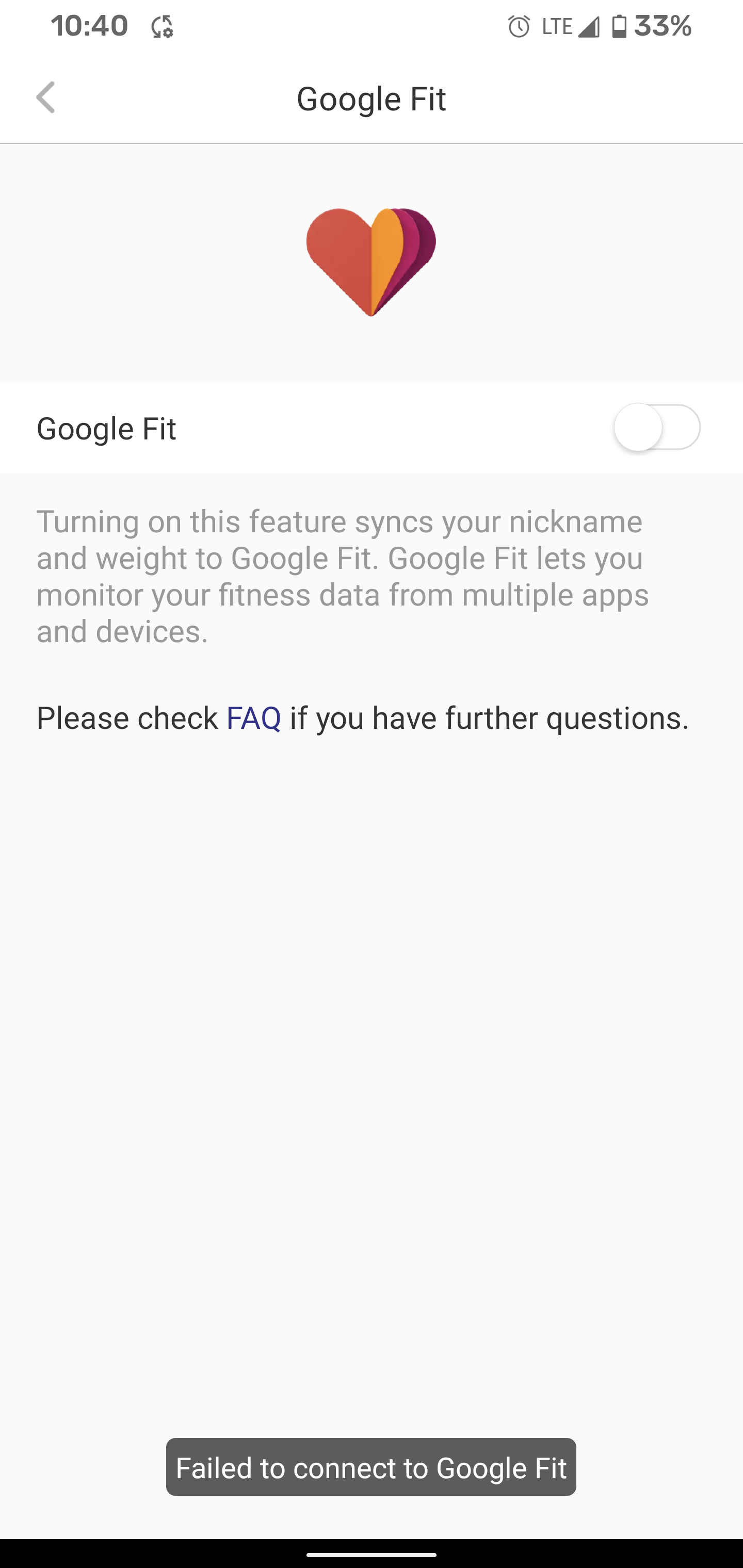 Connecting to Google Fit