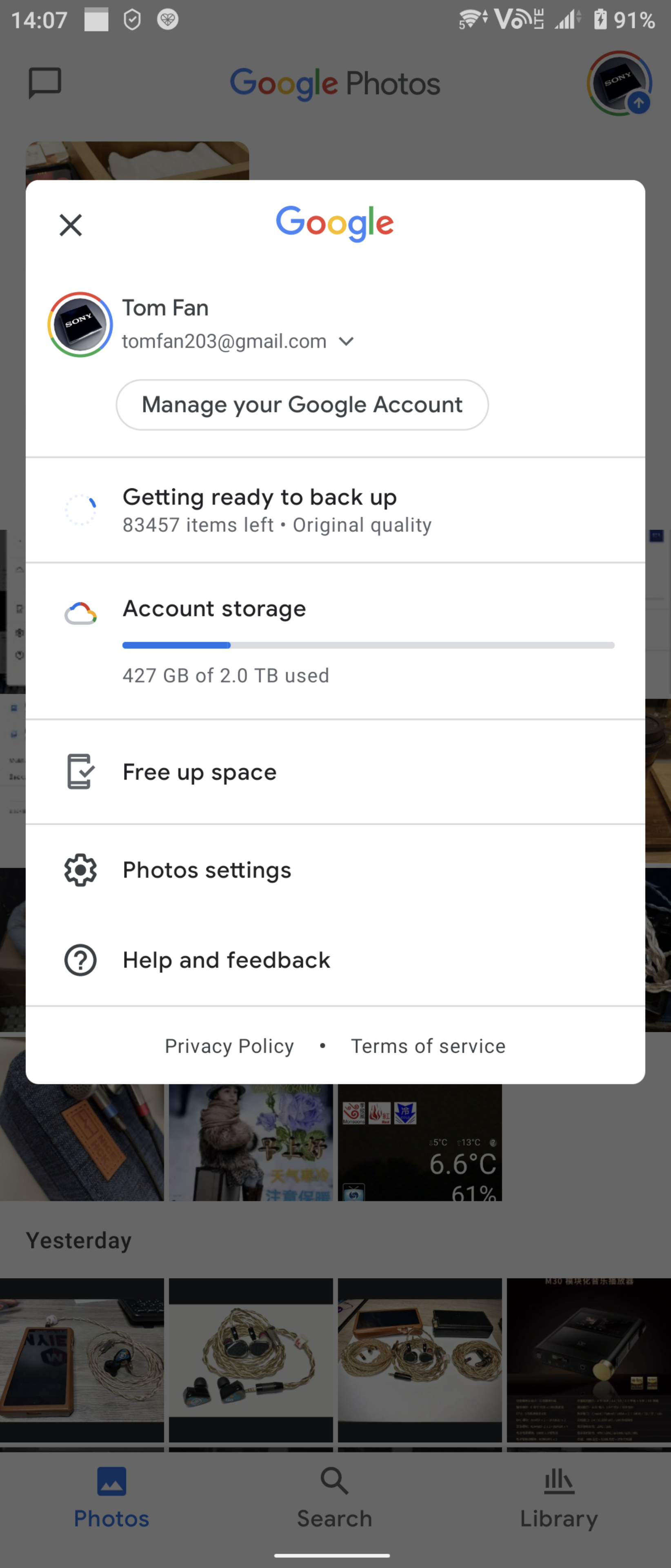 backup my old photos in google