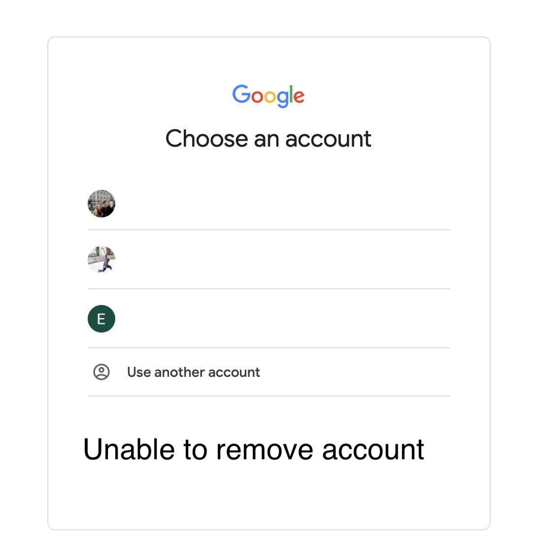 How can I remove my google accounts from the login page on my friend's