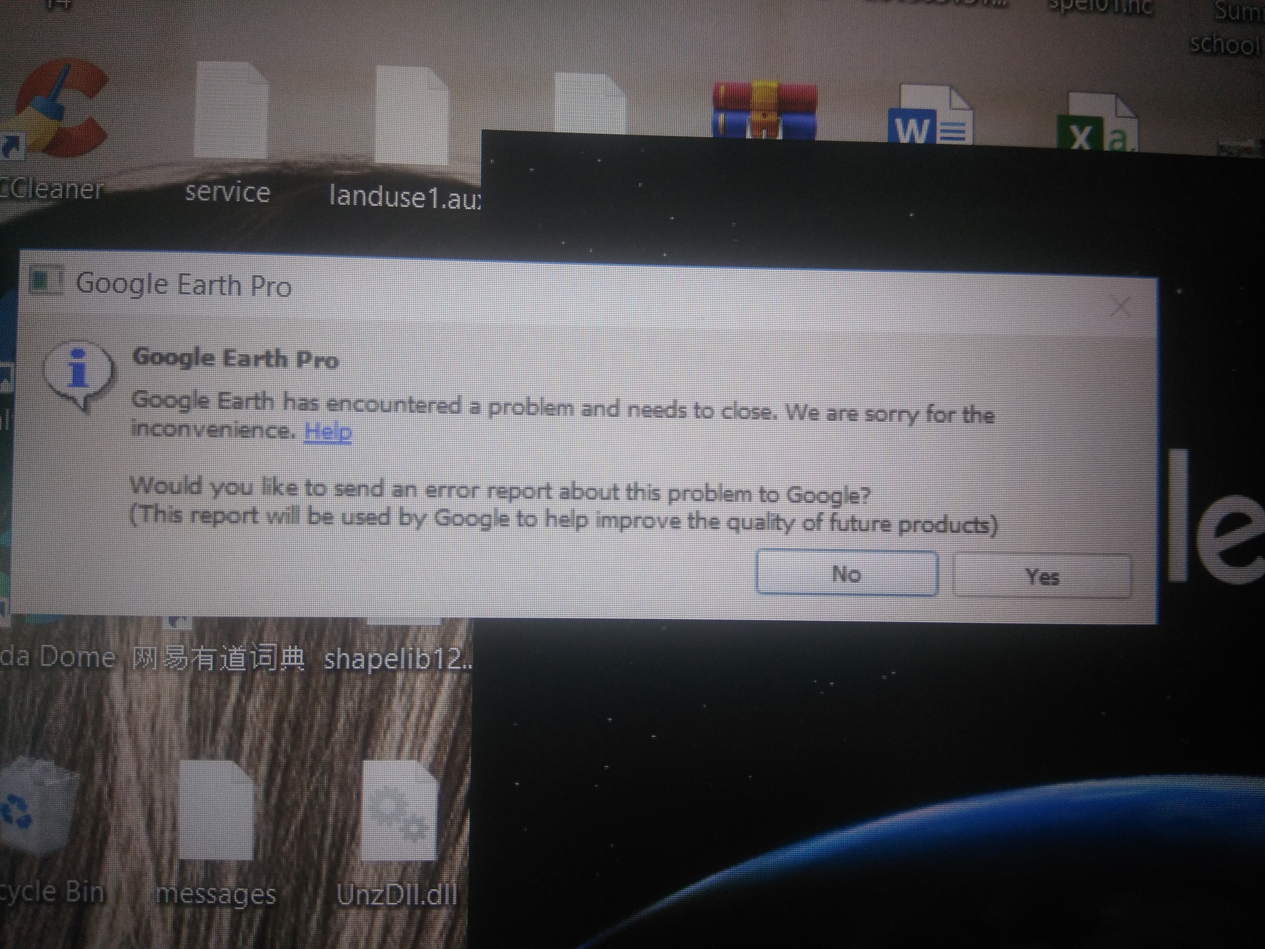 google earth pro keeps crashing