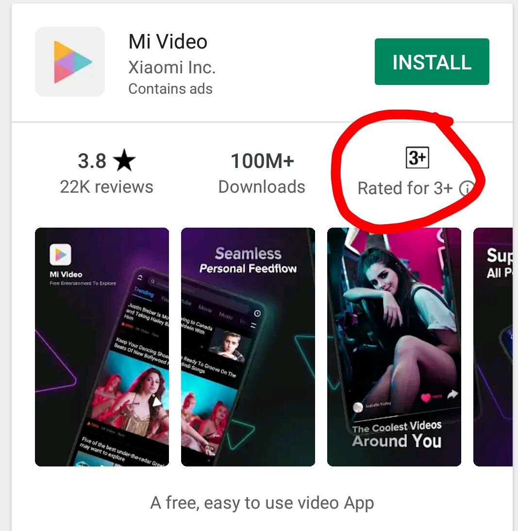 Mi video App contains Adult content grouped under 3+ Age group?? !! -  Google Play Community