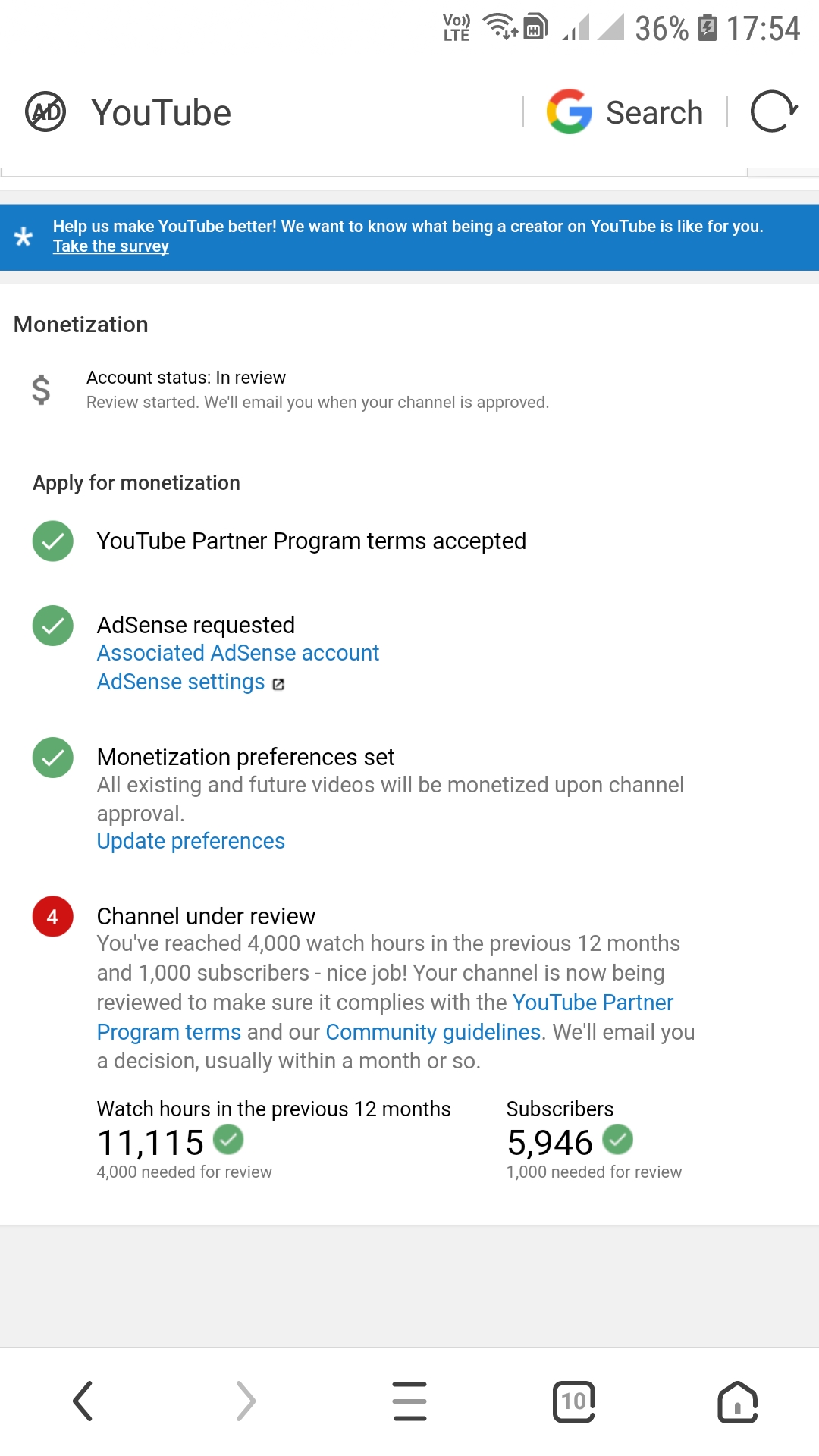 I completed 4000 hours and 1000 SUBSCRIBERS so please monetize my