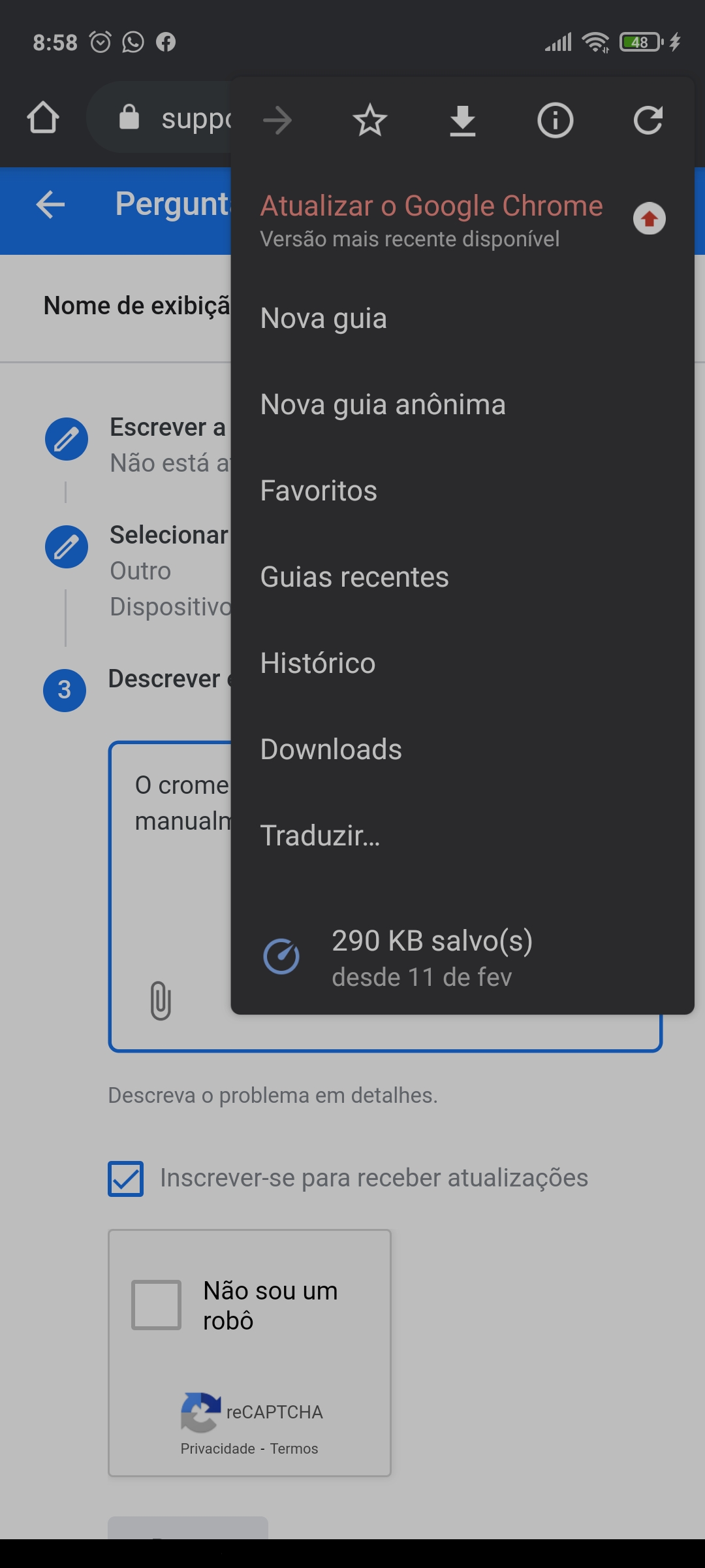 Não atualiza app Google Chrome: Rápido e seguro. Ja fiz de tudo e da erro.  - Comunidade Google Play