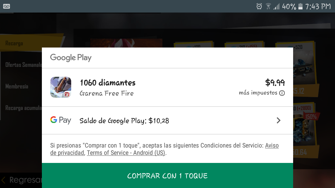 Con El Saldo Que Tengo En La Cuenta No Me Deja Comprar Diamantes De Freefire Con Ese Metodo De Pago Google Play Community