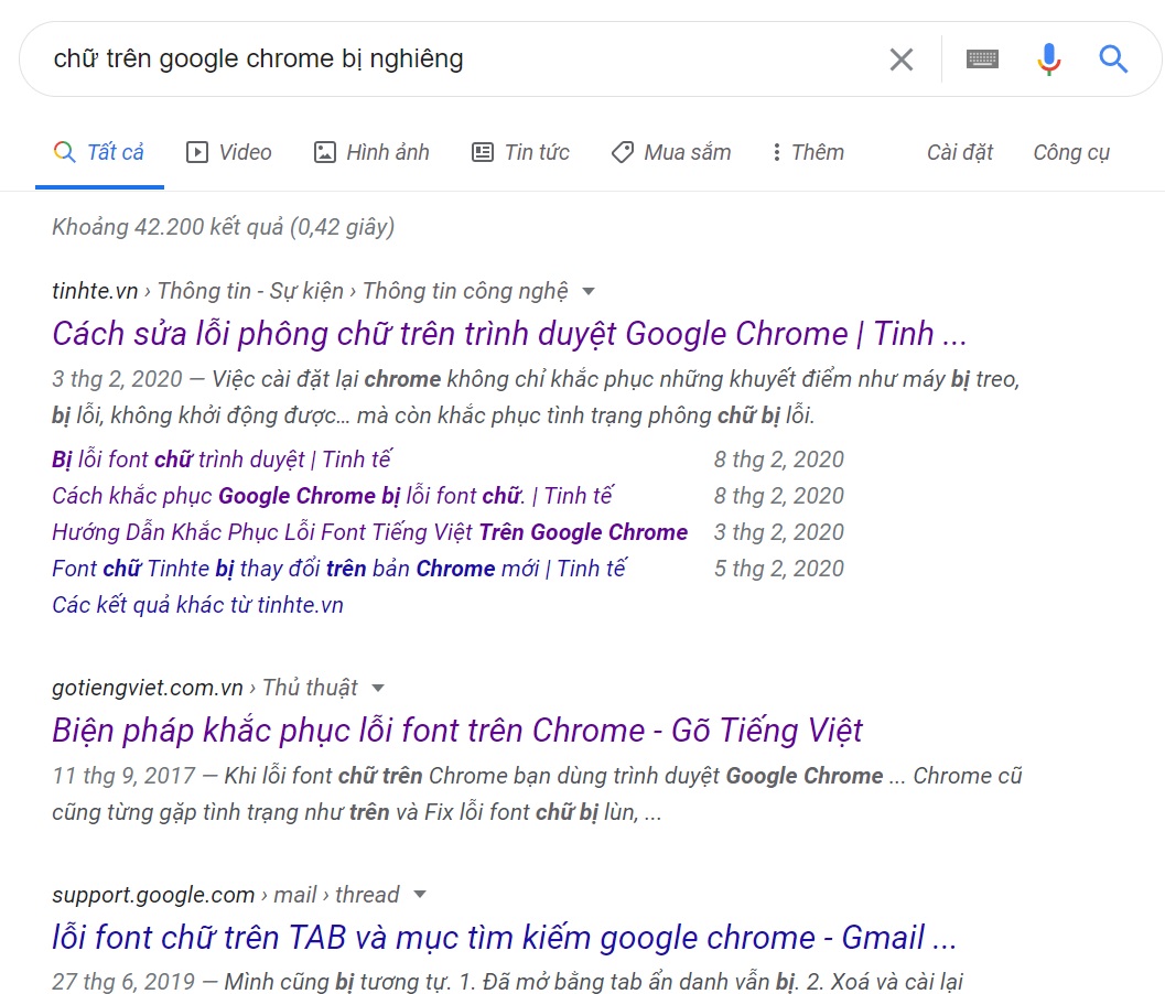 Chữ trên Google Chrome bị nghiêng - Cộng đồng Google Chrome