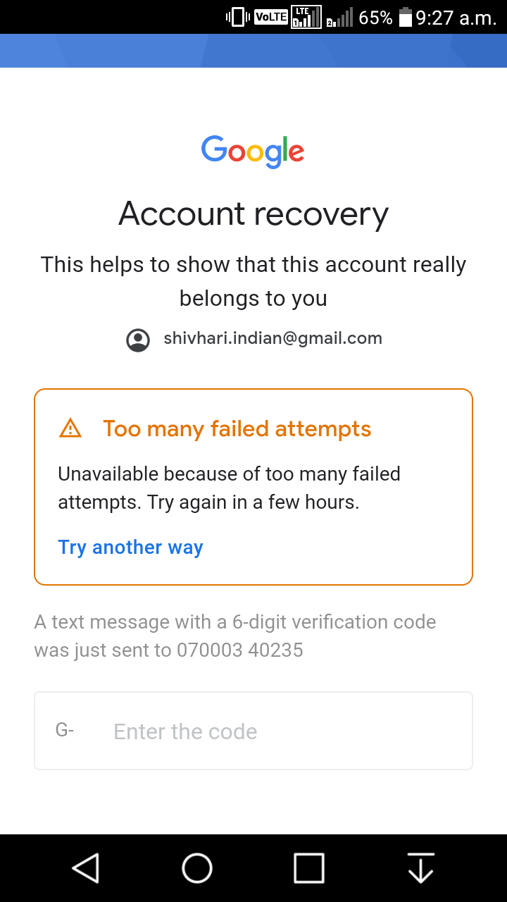 My Other Email Is Shivhari Indian Gmail Com Google Is Not Sending Recovery Code To Forgot Password Gmail Community